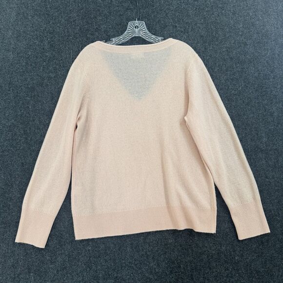 Halogen Sweater Womens Large Pink 100% Cashmere V Neck Knit Pullover Long Sleeve - Picture 7 of 8